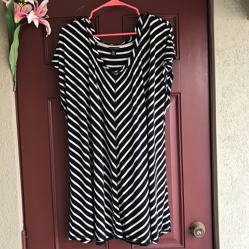 Willi Smith Striped Cap Sleeves Top D1